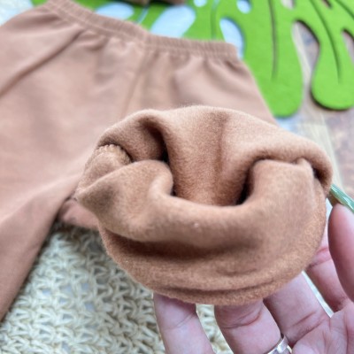 Conj. Casaco de Pelinho Ursinho e Calça de Moletom - Marrom